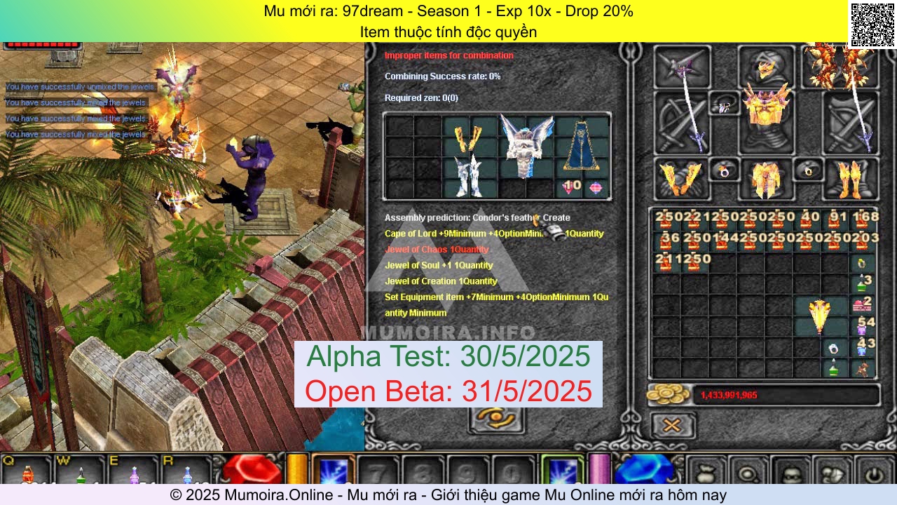 Mu mới ra, 97dream, 97dream.info, Mu Online, Mu SS1 mới ra, Mu Test tháng 5 2025, Item thuộc tính độc quyền, Season 1 Mu mới ra, 97dream, 97dream.info, Mu Online, Mu SS1 mới ra, Mu Test tháng 5 2025, Item thuộc tính độc quyền, Season 1