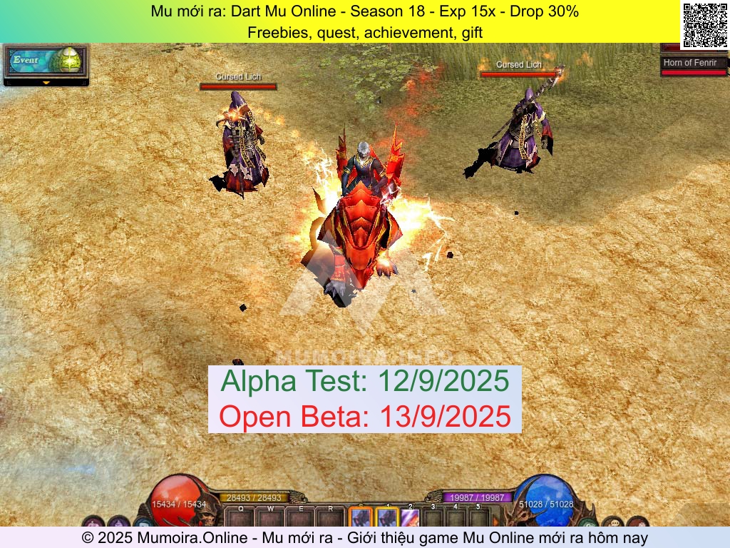 Mu mới ra, Dart Mu Online, dartmu.com, Mu Online, Mu SS18 mới ra, Mu Test tháng 9 2025, Freebies, quest, achievement, gift, Season 18