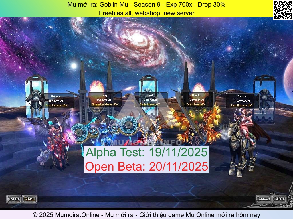Mu mới ra, Goblin Mu, goblinmu.com, Mu Online, Mu SS9 mới ra, Mu Test tháng 11 2025, Freebies all, webshop, new server, Season 9