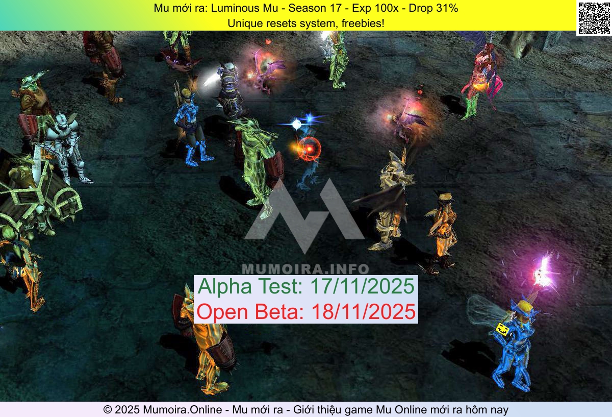 Mu mới ra, Luminous Mu, luminousmu.com, Mu Online, Mu SS17 mới ra, Mu Test tháng 11 2025, Unique resets system, freebies!, Season 17