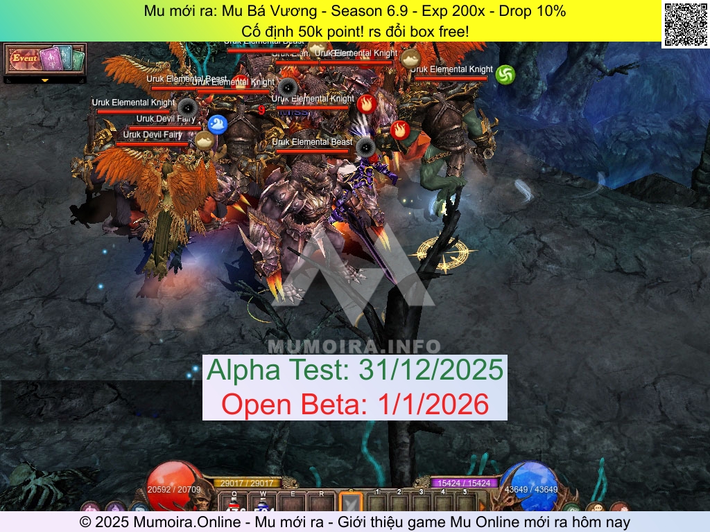 Mu mới ra, Mu Bá Vương, bavuong.org, Mu Online, Mu SS6 mới ra, Mu Test tháng 12 2025, Cố định 50k point! rs đổi box free!, Season 6.9