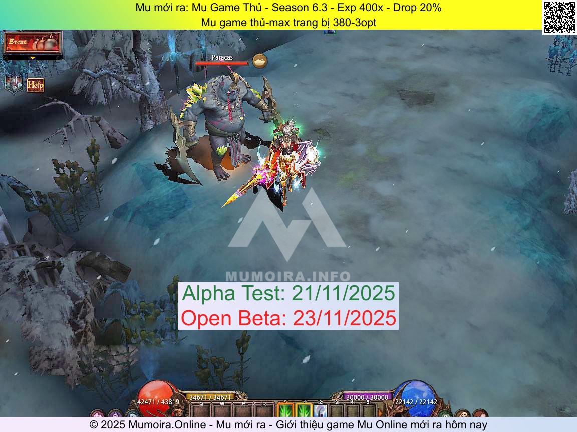 Mu mới ra, Mu Game Thủ, mugamethuss6.net, Mu Online, Mu SS6 mới ra, Mu Test tháng 11 2025, Mu game thủ-max trang bị 380-3opt, Season 6.3
