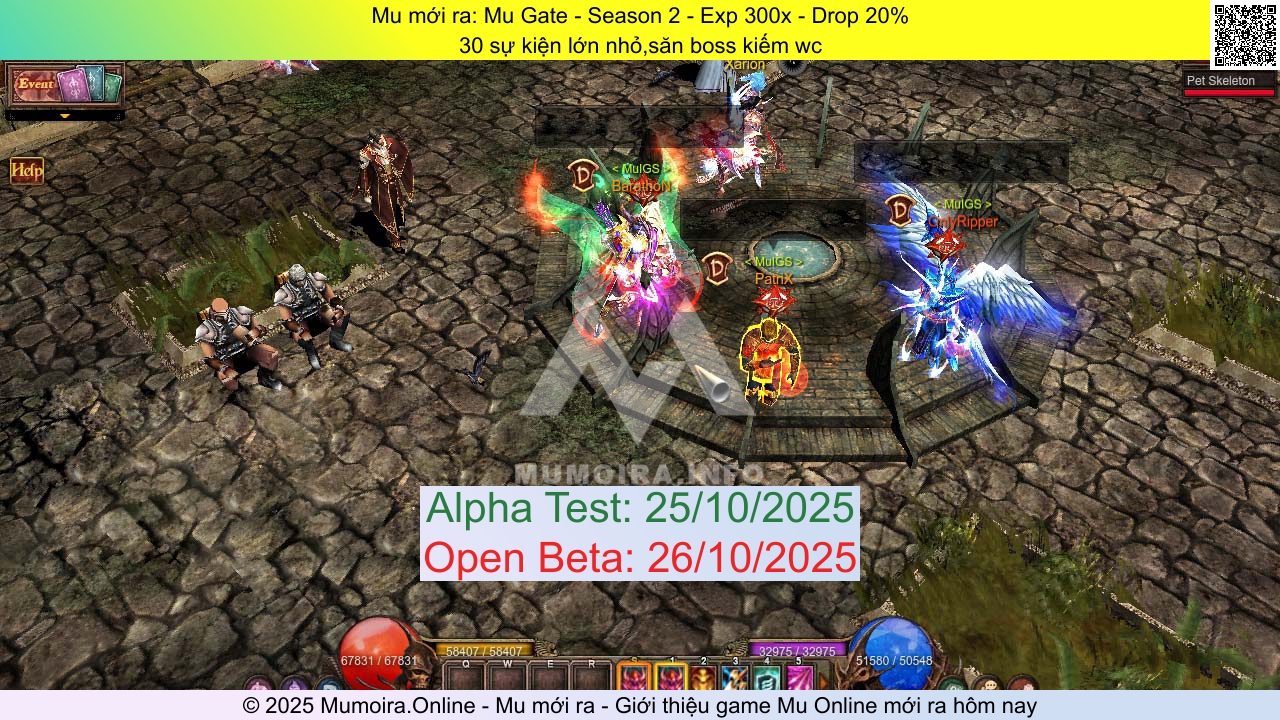 Mu mới ra, Mu Gate, mugate.top, Mu Online, Mu SS2 mới ra, Mu Test tháng 10 2025, 30 sự kiện lớn nhỏ,săn boss kiếm wc, Season 2