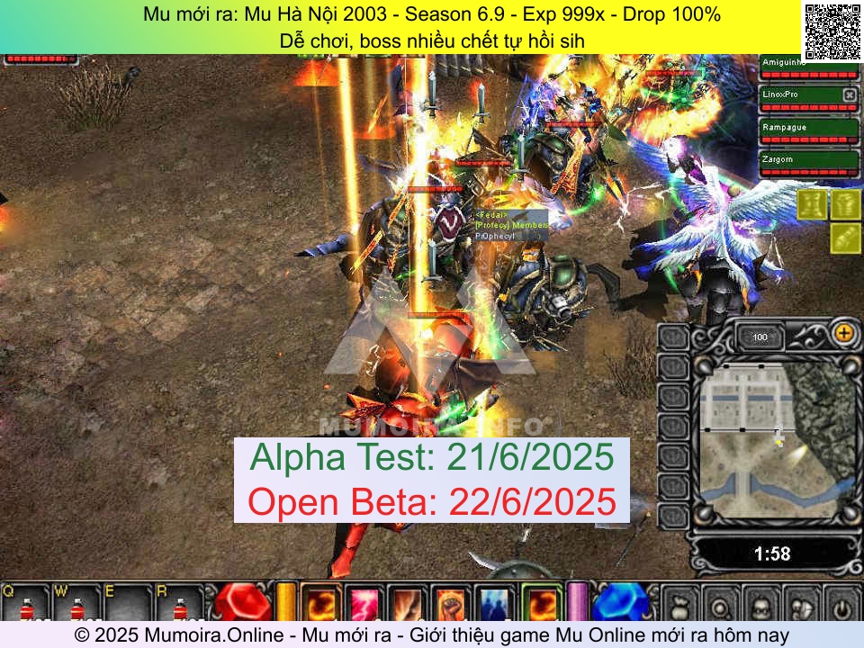 Mu mới ra, Mu Hà Nội 2003, mu-hanoi2003.net, Mu Online, Mu SS6 mới ra, Mu Test tháng 6 2025, Dễ chơi, boss nhiều chết tự hồi sih, Season 6.9