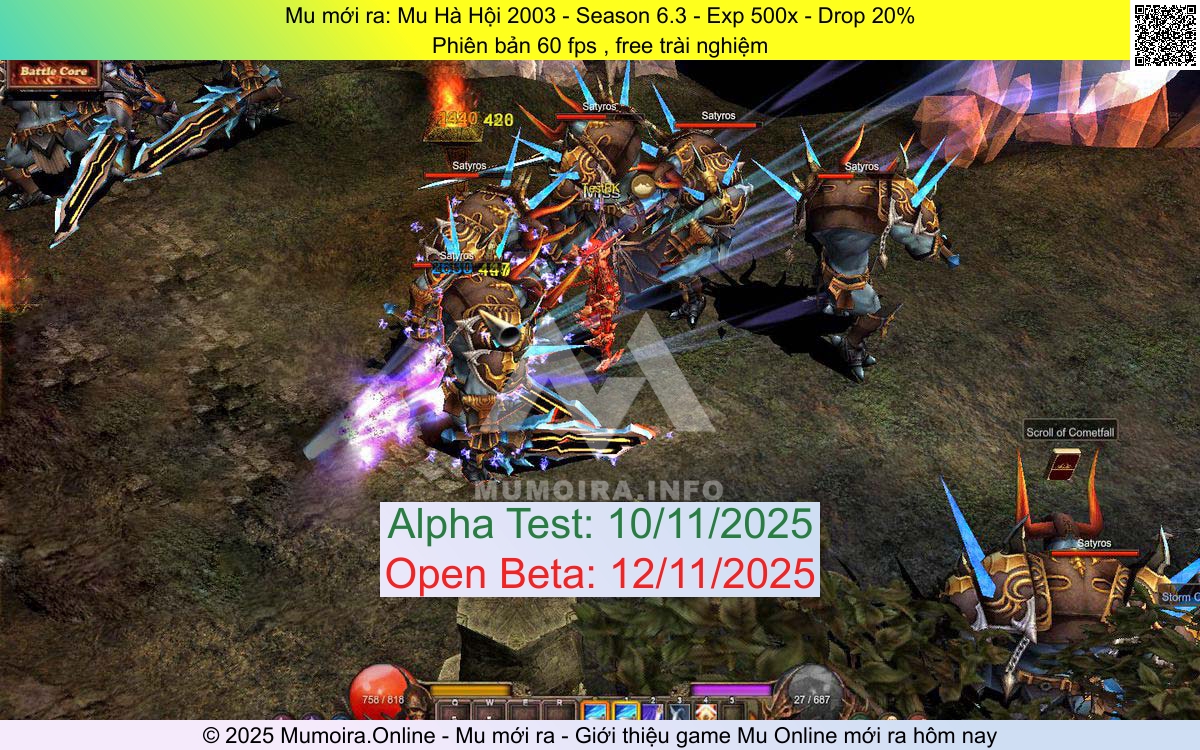 Mu mới ra, Mu Hà Hội 2003, mu-hn2003.com, Mu Online, Mu SS6 mới ra, Mu Test tháng 11 2025, Phiên bản 60 fps , free trài nghiệm, Season 6.3