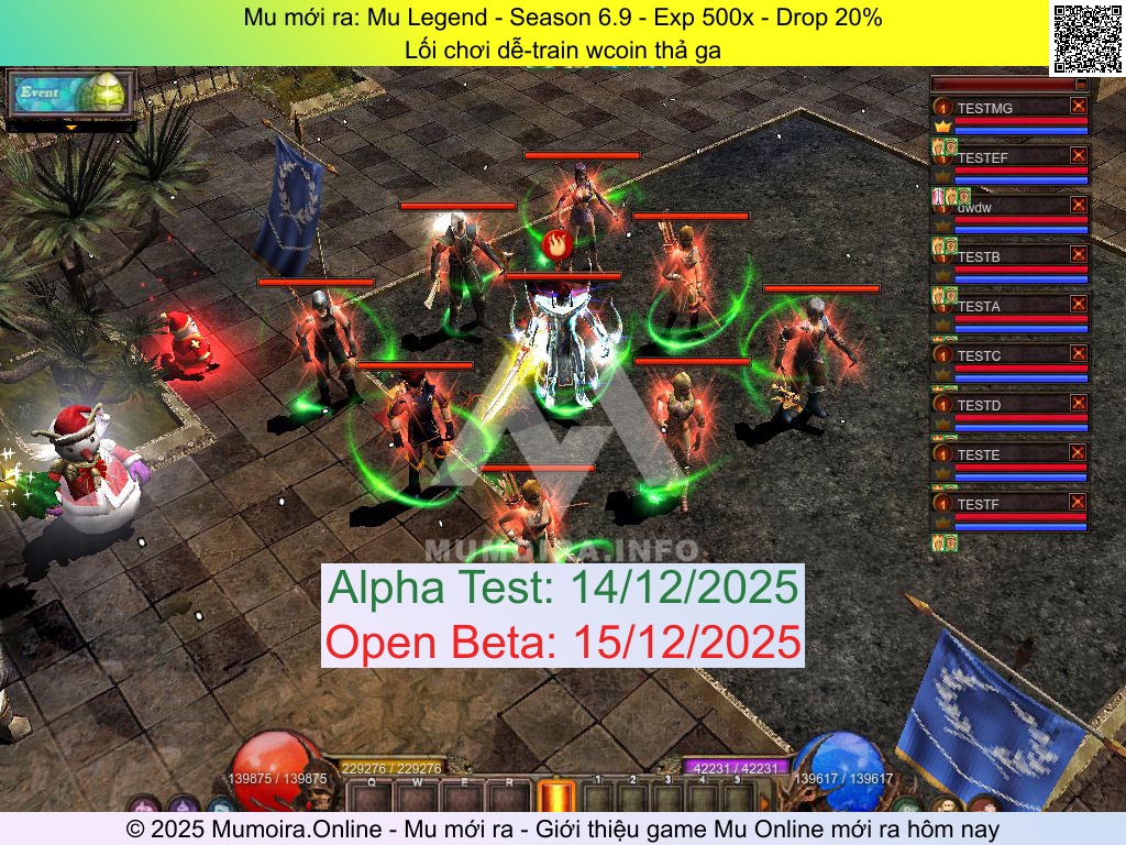 Mu mới ra, Mu Legend, mu-legend.online, Mu Online, Mu SS6 mới ra, Mu Test tháng 12 2025, Lối chơi dễ-train wcoin thả ga, Season 6.9