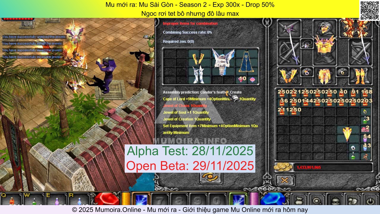 Mu mới ra, Mu Sài Gòn, ss2-musaigon.vn, Mu Online, Mu Season 2 mới ra, Mu Test tháng 11 2025, Ngoc rơi tet bô nhưng đô lâu max, Mu Online Season 2