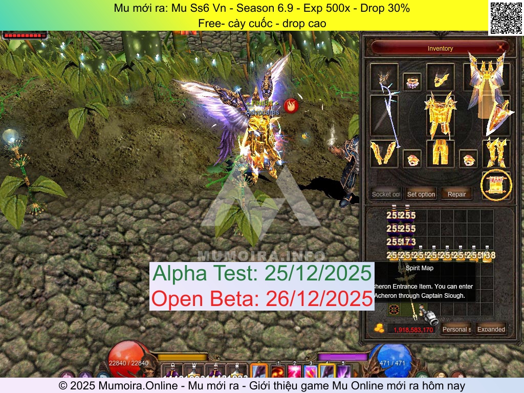 Mu mới ra, Mu Ss6 Vn, muss6-vn.com, Mu Online, Mu SS6 mới ra, Mu Test tháng 12 2025, Free- cày cuốc - drop cao, Season 6.9