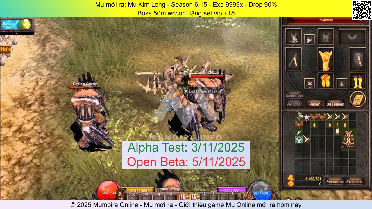 Mu mới ra, Mu Kim Long, mu-kimlong.info, Mu Online, Mu SS6 mới ra, Mu Test tháng 11 2025, Boss 50m wccon, tặng set vip +15, Season 6.15