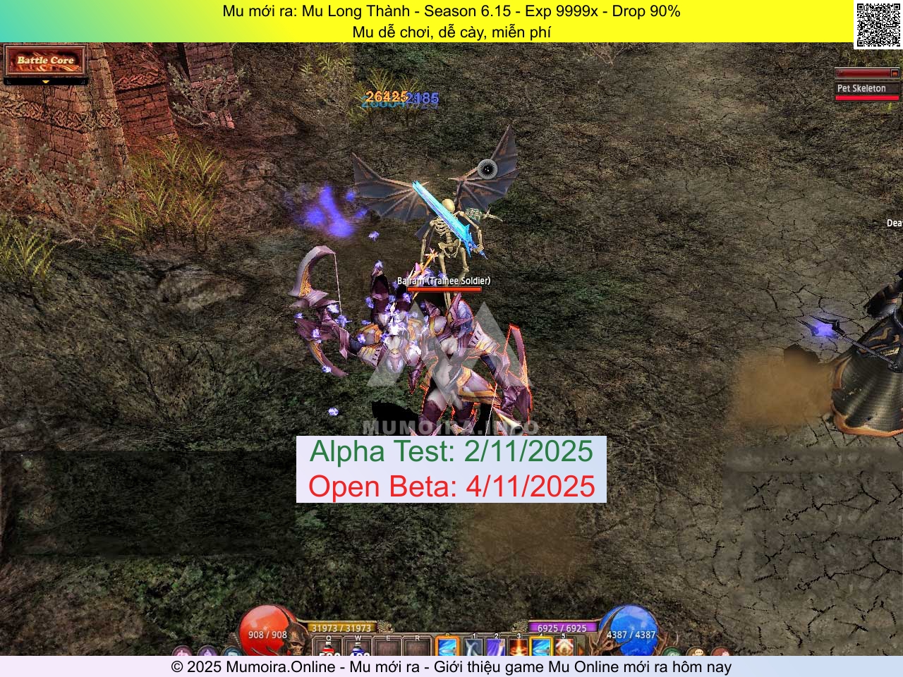 Mu mới ra, Mu Long Thành, mu-longthanh.com, Mu Online, Mu SS6 mới ra, Mu Test tháng 11 2025, Mu dễ chơi, dễ cày, miễn phí, Season 6.15