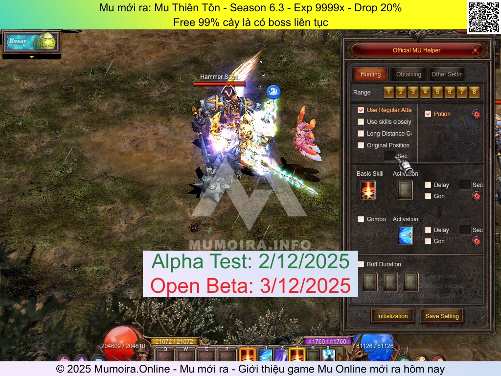 Mu mới ra, Mu Thiên Tôn, mu-thienton.com, Mu Online, Mu SS6 mới ra, Mu Test tháng 12 2025, Free 99% cày là có boss liên tục, Season 6.3
