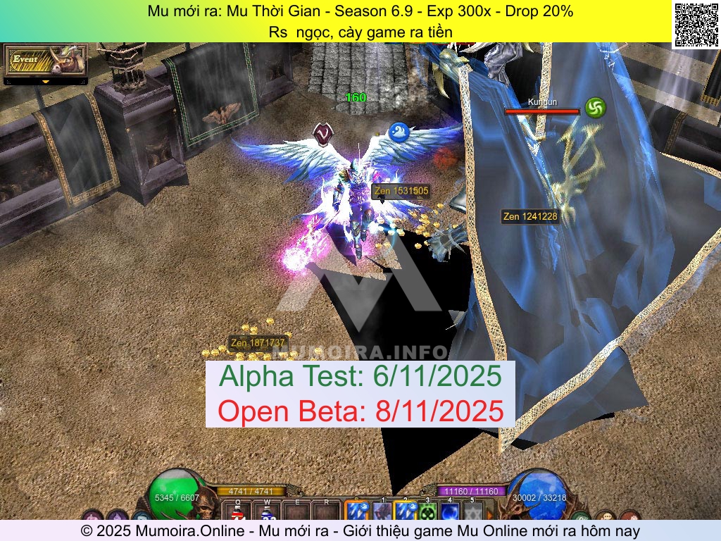 Mu mới ra, Mu Thời Gian, id.muthoigian.com, Mu Online, Mu SS6 mới ra, Mu Test tháng 11 2025, Rs  ngọc, cày game ra tiền, Season 6.9