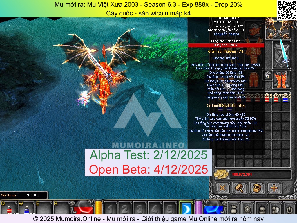 Mu mới ra, Mu Việt Xưa 2003, muvietxua2003.net, Mu Online, Mu SS6 mới ra, Mu Test tháng 12 2025, Cày cuốc - săn wicoin máp k4, Season 6.3
