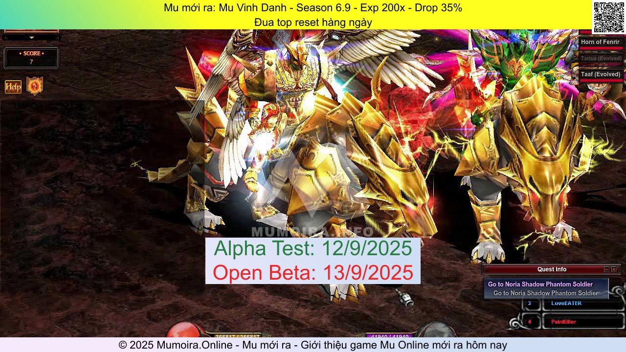 Mu mới ra, Mu Vinh Danh, muvinhdanh.pro, Mu Online, Mu SS6 mới ra, Mu Test tháng 9 2025, Đua top reset hàng ngày, Season 6.9