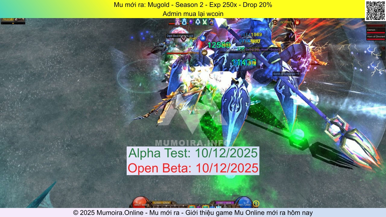 Mu mới ra, Mugold, goldmuvn.top, Mu Online, Mu SS2 mới ra, Mu Test tháng 12 2025, Admin mua lại wcoin, Season 2