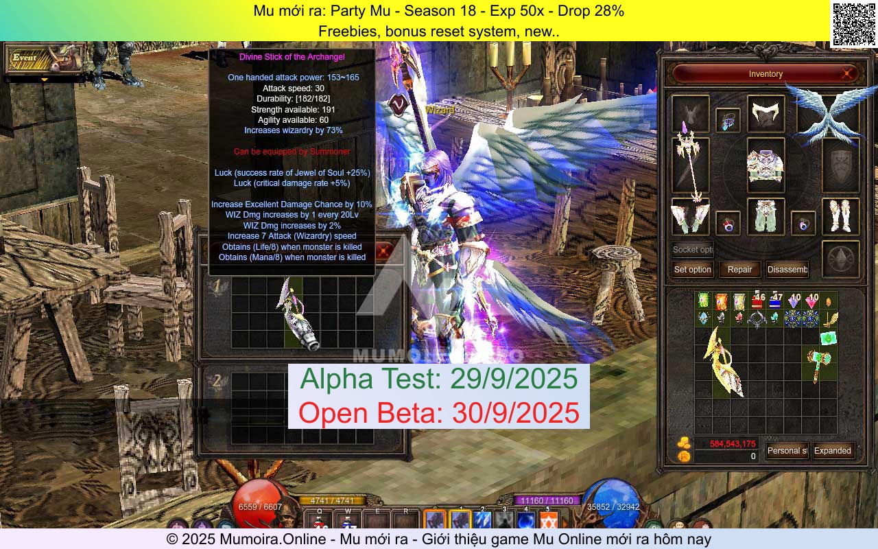 Mu mới ra, Party Mu, partymu.net, Mu Online, Mu SS18 mới ra, Mu Test tháng 9 2025, Freebies, bonus reset system, new.., Season 18