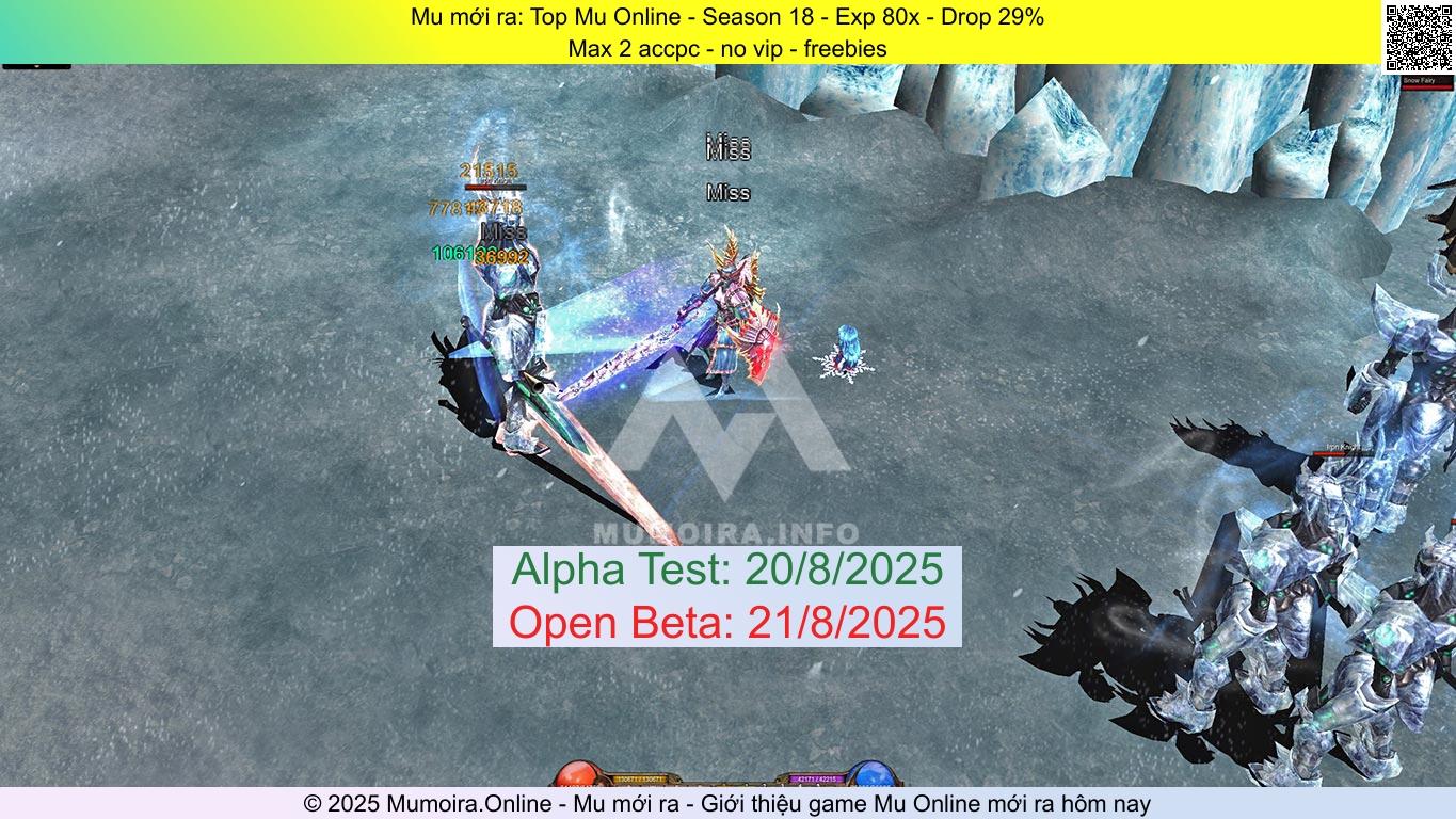 Mu mới ra, Top Mu Online, topmuonline.net, Mu Online, Mu SS18 mới ra, Mu Test tháng 8 2025, Max 2 accpc - no vip - freebies, Season 18