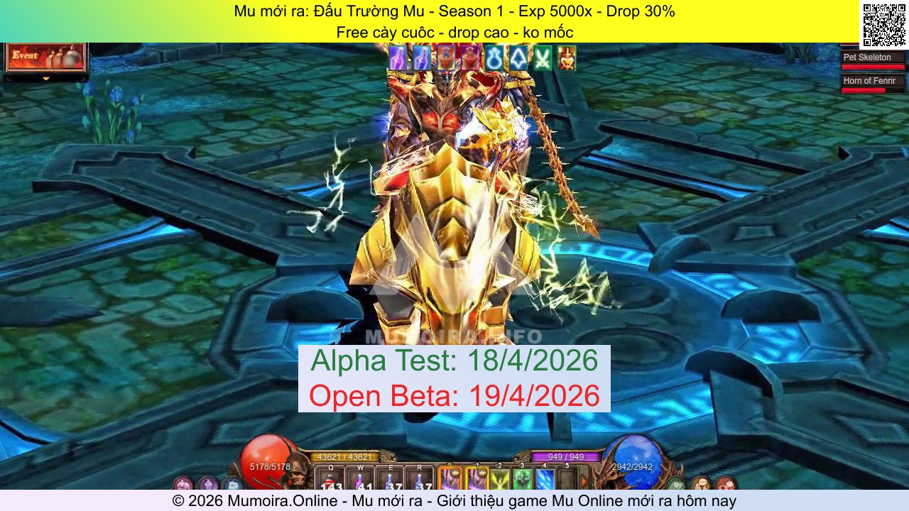 Mu mới ra, Đấu Trường Mu, dautruongmu.net, Mu Online, Mu SS1 mới ra, Mu Test tháng 4 2026, Free cày cuôc - drop cao - ko mốc, Season 1