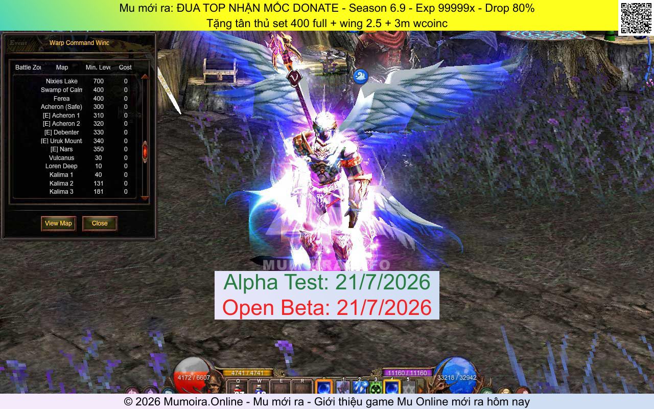 Mu mới ra, ĐUA TOP NHẬN MỐC DONATE, muvnss6.info, Mu Online, Mu SS6 mới ra, Mu Test tháng 7 2026, Tặng tân thủ set 400 full + wing 2.5 + 3m wcoinc, Season 6.9