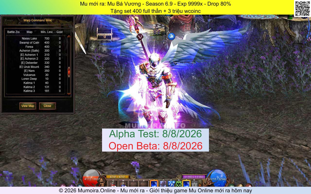 Mu mới ra, Mu Bá Vương, mu-bavuong.online, Mu Online, Mu SS6 mới ra, Mu Test tháng 8 2026, Tặng set 400 full thần + 3 triệu wcoinc, Season 6.9