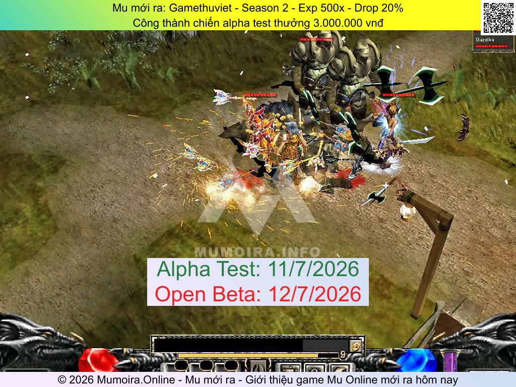 Mu mới ra, Gamethuviet, gamethuviet.net, Mu Online, Mu Season 2 mới ra, Mu Test tháng 7 2026, Công thành chiến alpha test thưởng 3.000.000 vnđ, Mu Online Season 2