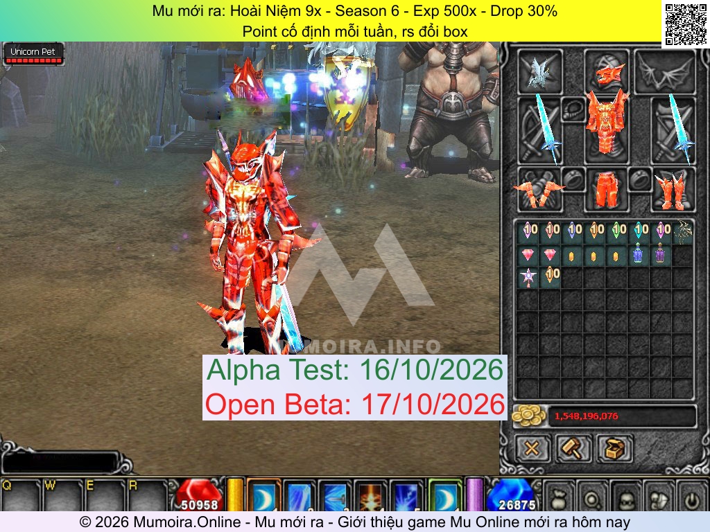 Mu mới ra, Hoài Niệm 9x, gamethu8x.com, Mu Online, Mu SS6 mới ra, Mu Test tháng 10 2026, Point cố định mỗi tuần, rs đổi box, Season 6