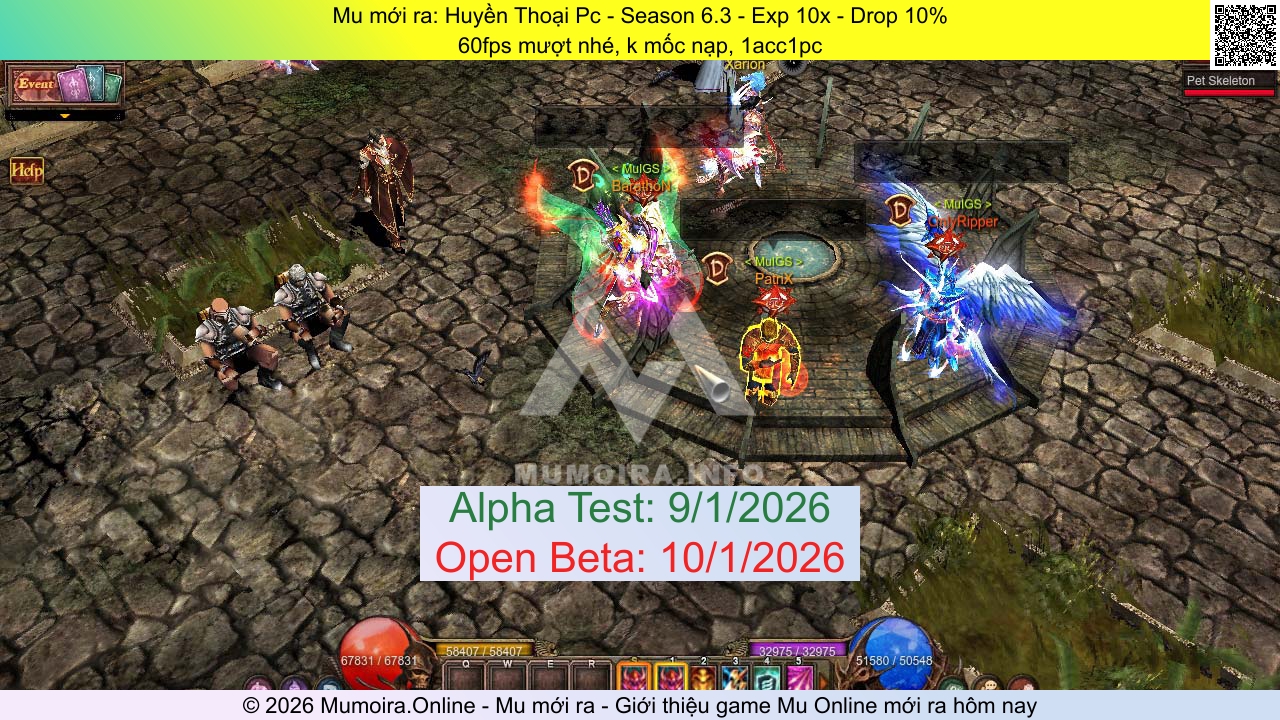Mu mới ra, Huyền Thoại Pc, huyenthoaipc.net, Mu Online, Mu SS6 mới ra, Mu Test tháng 1 2026, 60fps mượt nhé, k mốc nạp, 1acc1pc, Season 6.3