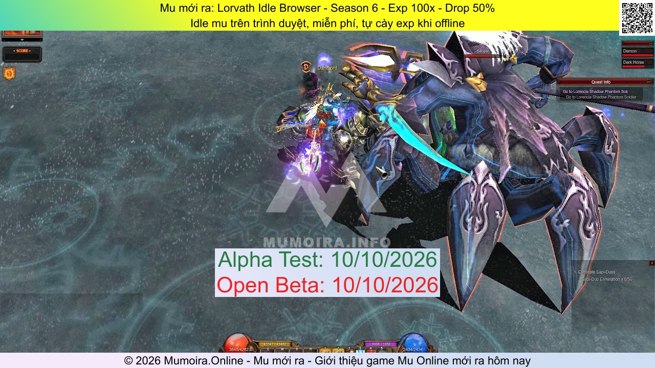 Mu mới ra, Lorvath Idle Browser, lorvath.com, Mu Online, Mu SS6 mới ra, Mu Test tháng 10 2026, Idle mu trên trình duyệt, miễn phí, tự cày exp khi offline, Season 6