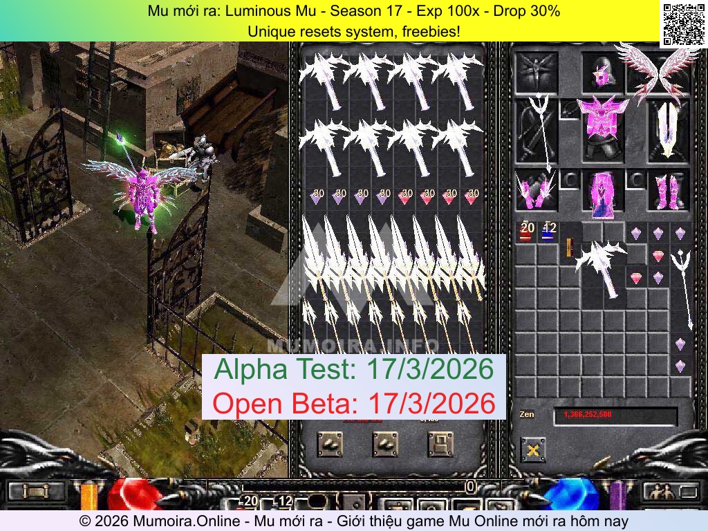 Mu mới ra, Luminous Mu, luminousmu.com, Mu Online, Mu SS17 mới ra, Mu Test tháng 3 2026, Unique resets system, freebies!, Season 17