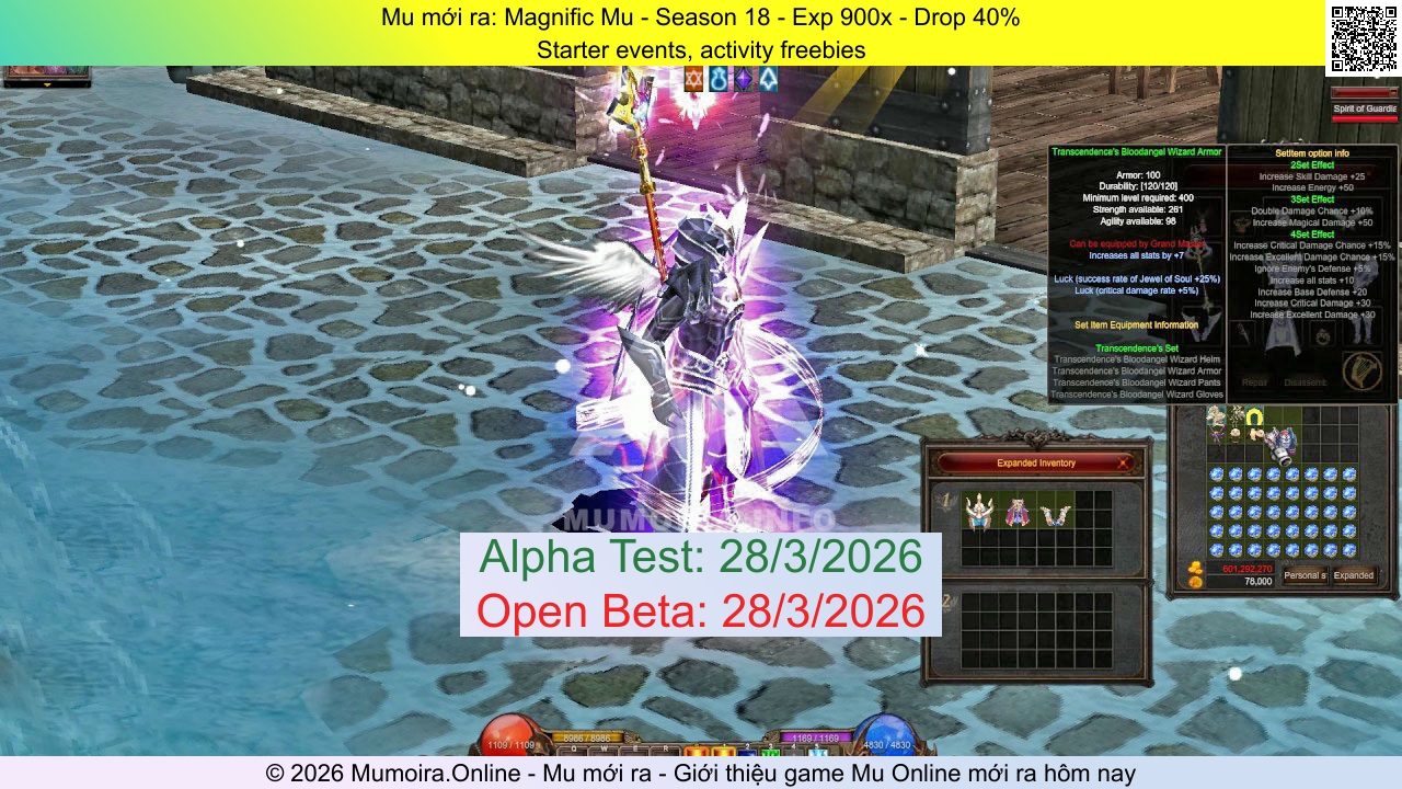Mu mới ra, Magnific Mu, magnificmu.com, Mu Online, Mu SS18 mới ra, Mu Test tháng 3 2026, Starter events, activity freebies, Season 18