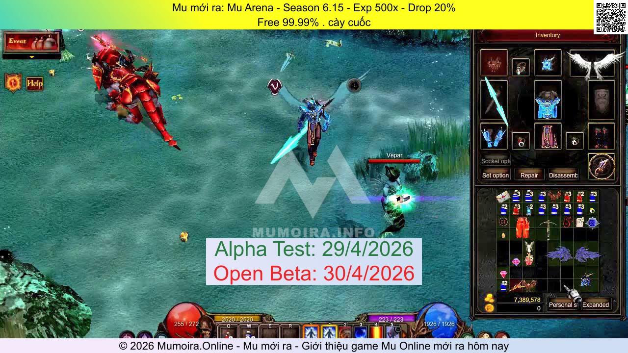 Mu mới ra, Mu Arena, muarena.info, Mu Online, Mu SS6 mới ra, Mu Test tháng 4 2026, Free 99.99% . cày cuốc, Season 6.15