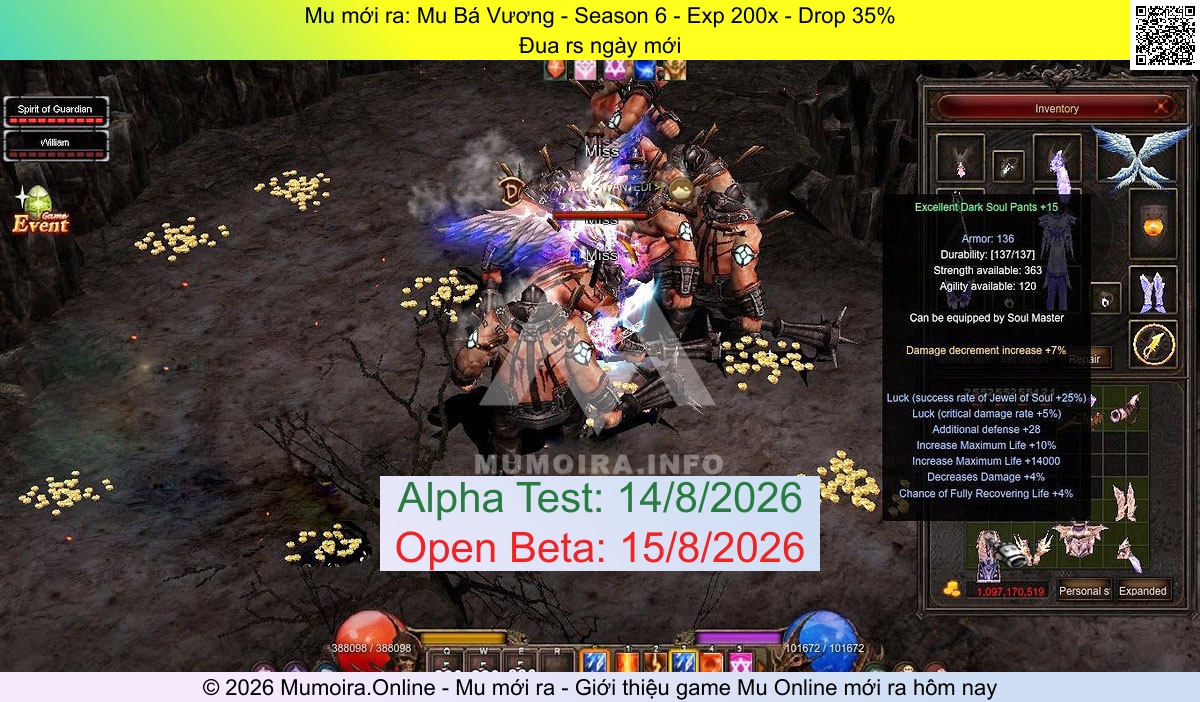 Mu mới ra, Mu Bá Vương, mubv.pro, Mu Online, Mu SS6 mới ra, Mu Test tháng 8 2026, Đua rs ngày mới, Season 6