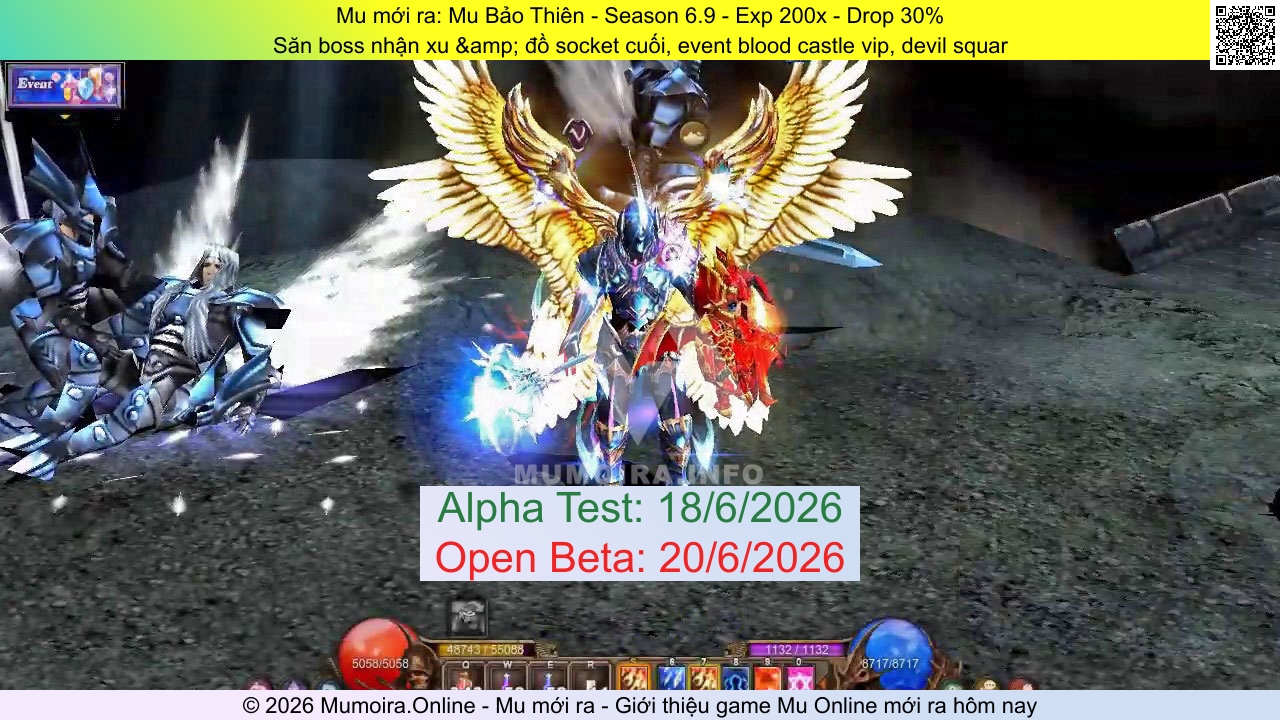 Mu mới ra, Mu Bảo Thiên, mubaothien.com, Mu Online, Mu SS6 mới ra, Mu Test tháng 6 2026, Săn boss nhận xu &amp; đồ socket cuối, event blood castle vip, devil squar, Season 6.9