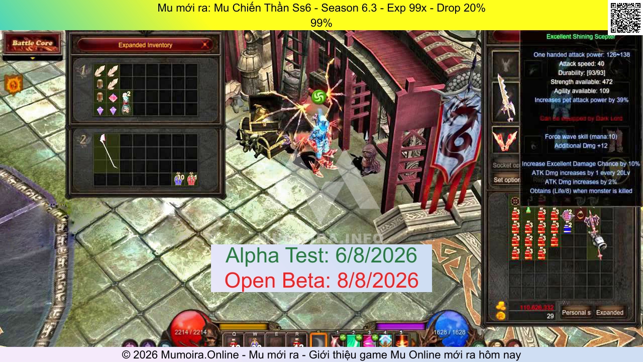 Mu mới ra, Mu Chiến Thần, mu-chienthan.com, Mu Online, Mu SS6 mới ra, Mu Test tháng 8 2026, 99%, Season 6.3