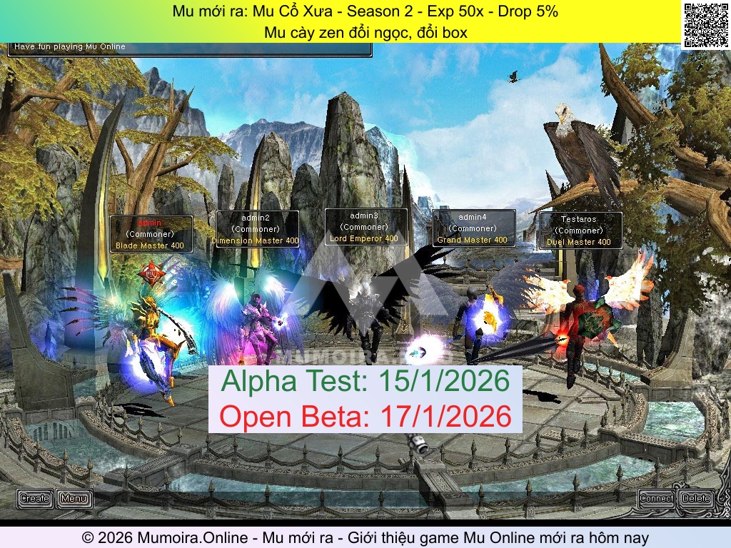 Mu mới ra, Mu Cổ Xưa, mucoxua.vip, Mu Online, Mu SS2 mới ra, Mu Test tháng 1 2026, Mu cày zen đổi ngọc, đổi box, Season 2