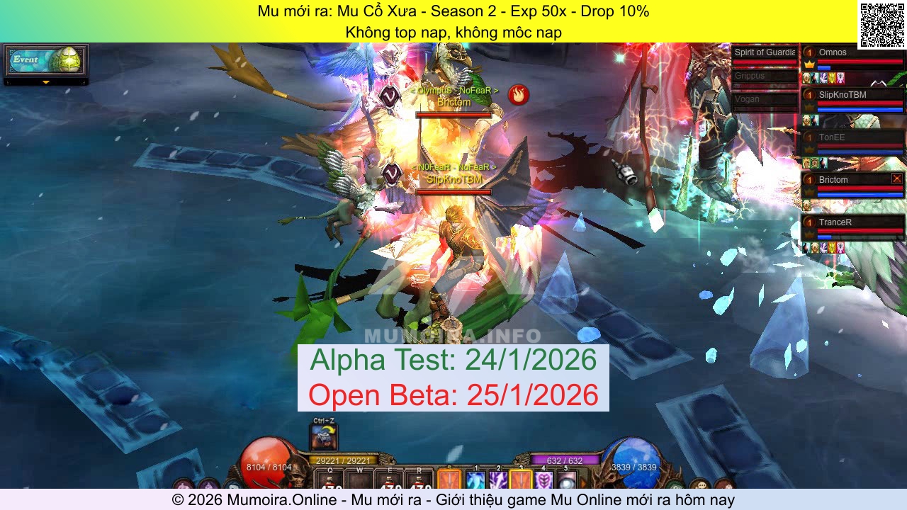 Mu mới ra, Mu Cổ Xưa, mucoxua.info, Mu Online, Mu SS2 mới ra, Mu Test tháng 1 2026, Không top nap, không môc nap, Season 2