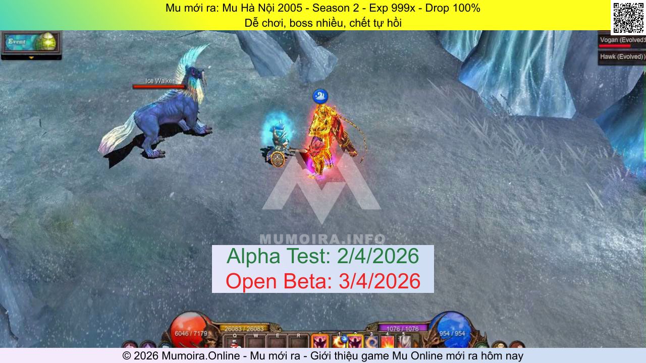 Mu mới ra, Mu Hà Nội 2005, mu-hanoi2005.info, Mu Online, Mu SS2 mới ra, Mu Test tháng 4 2026, Dễ chơi, boss nhiều, chết tự hồi, Season 2