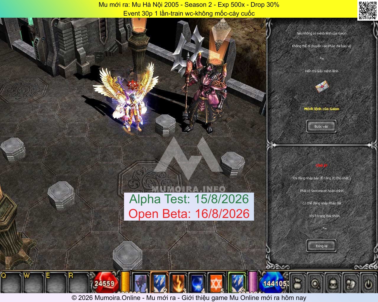 Mu mới ra, Mu Hà Nội 2005, mu-hn2005.top, Mu Online, Mu SS2 mới ra, Mu Test tháng 8 2026, Event 30p 1 lần-train wc-không mốc-cày cuốc, Season 2