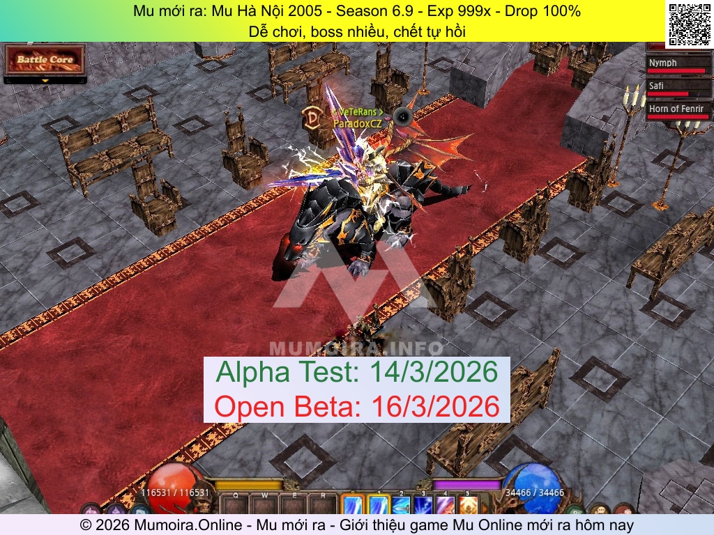 Mu mới ra, Mu Hà Nội 2005, mu-hanoi2005.info, Mu Online, Mu SS6 mới ra, Mu Test tháng 3 2026, Dễ chơi, boss nhiều, chết tự hồi, Season 6.9