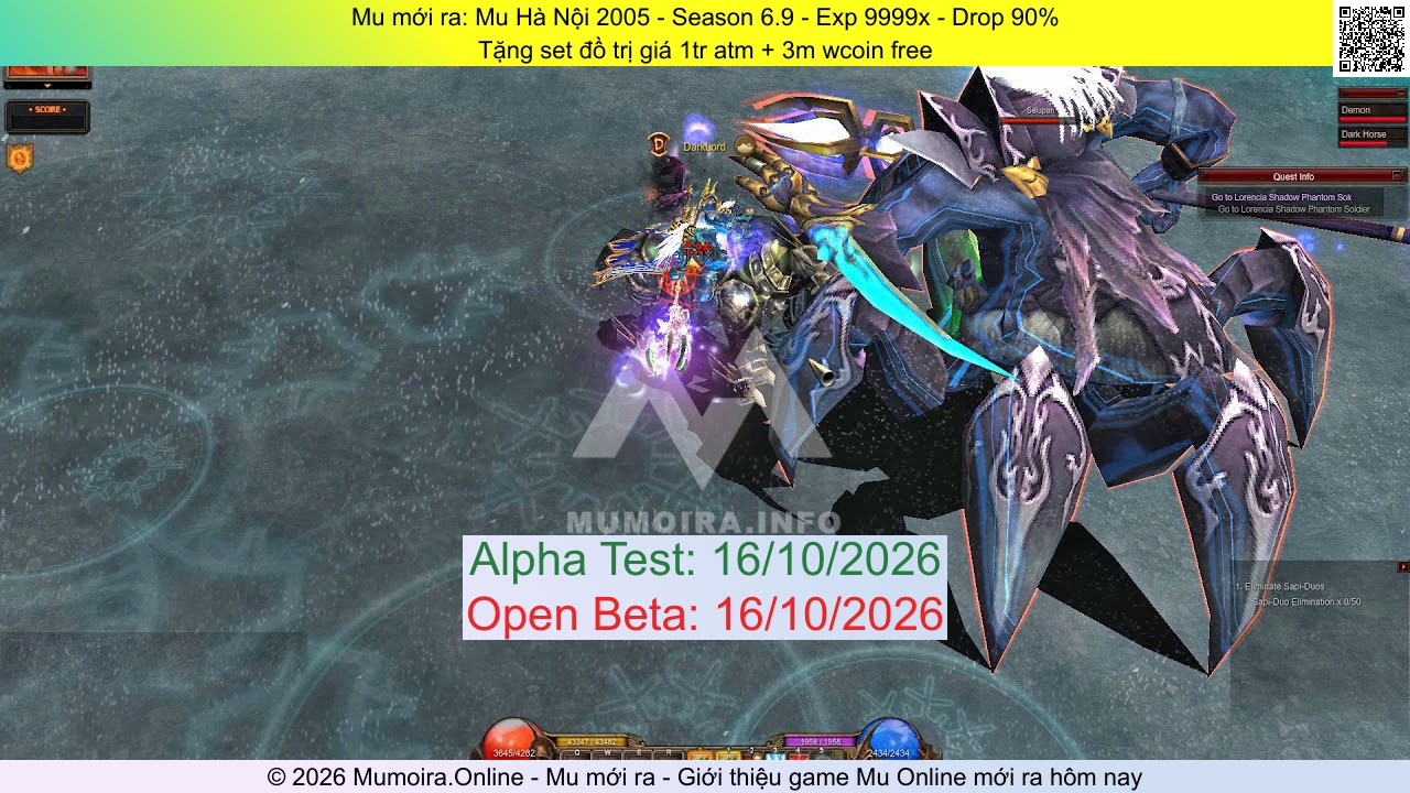 Mu mới ra, Mu Hà Nội 2005, hanoi2005.online, Mu Online, Mu SS6 mới ra, Mu Test tháng 10 2026, Tặng set đồ trị giá 1tr atm + 3m wcoin free, Season 6.9