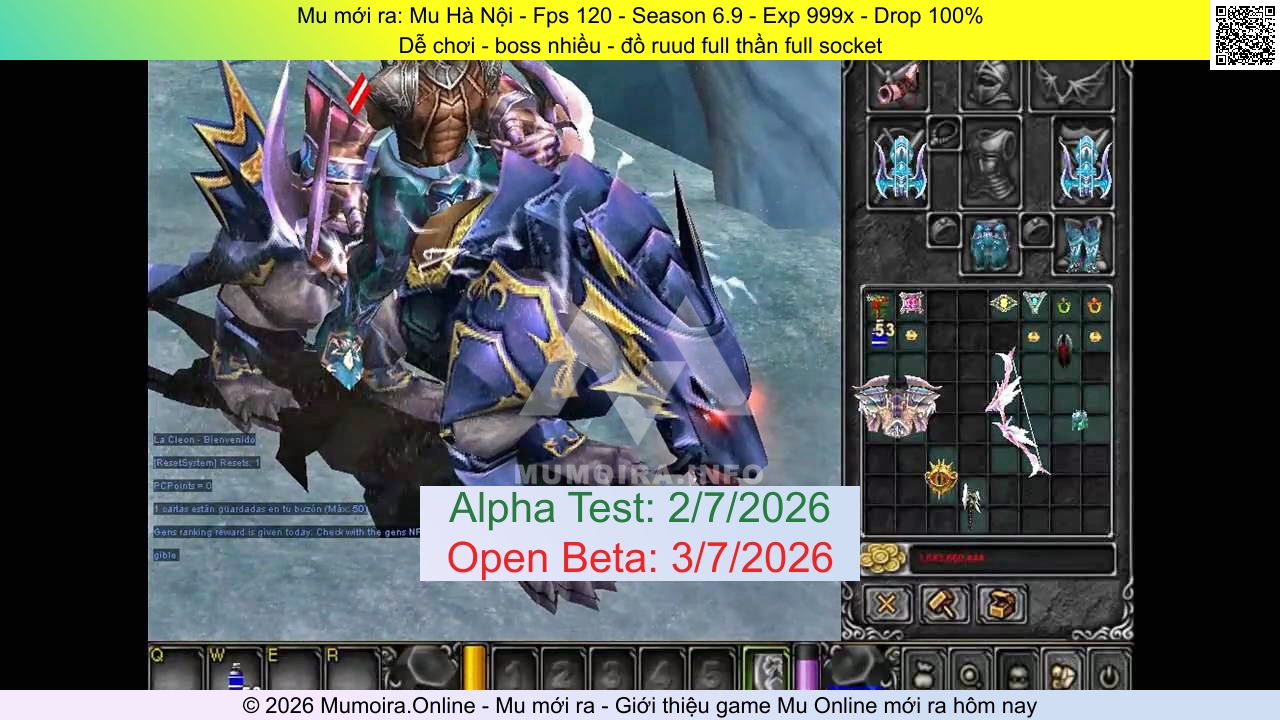 Mu mới ra, Mu Hà Nội - Fps 120, boss24h.online, Mu Online, Mu SS6 mới ra, Mu Test tháng 7 2026, Dễ chơi - boss nhiều - đồ ruud full thần full socket, Season 6.9