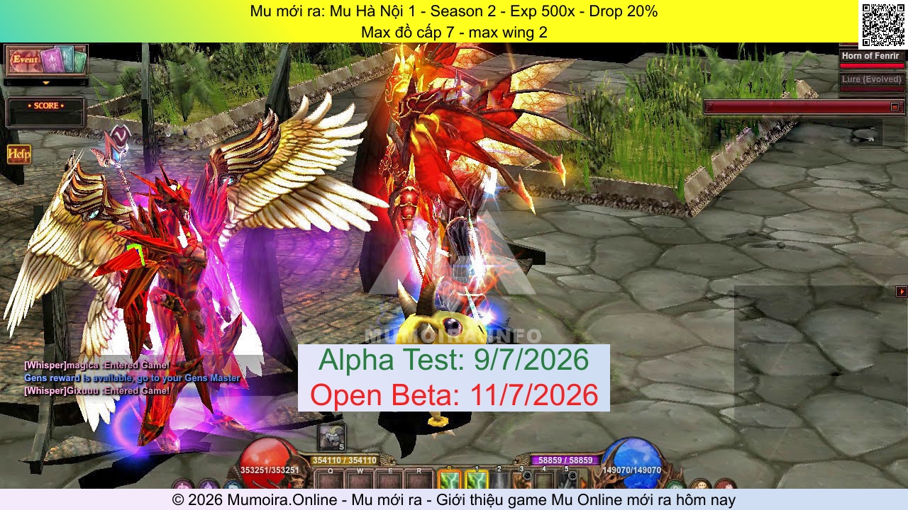 Mu mới ra, Mu Hà Nội 1, muhanoi1.com, Mu Online, Mu Season 2 mới ra, Mu Test tháng 7 2026, Max đồ cấp 7 - max wing 2, Mu Online Season 2