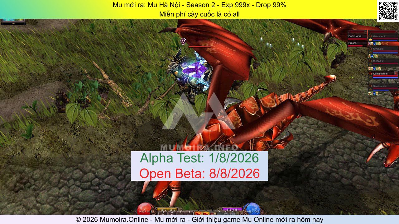 Mu mới ra, Mu Hà Nội, muhnss2.vn, Mu Online, Mu SS2 mới ra, Mu Test tháng 8 2026, Miễn phí cày cuốc là có all, Season 2