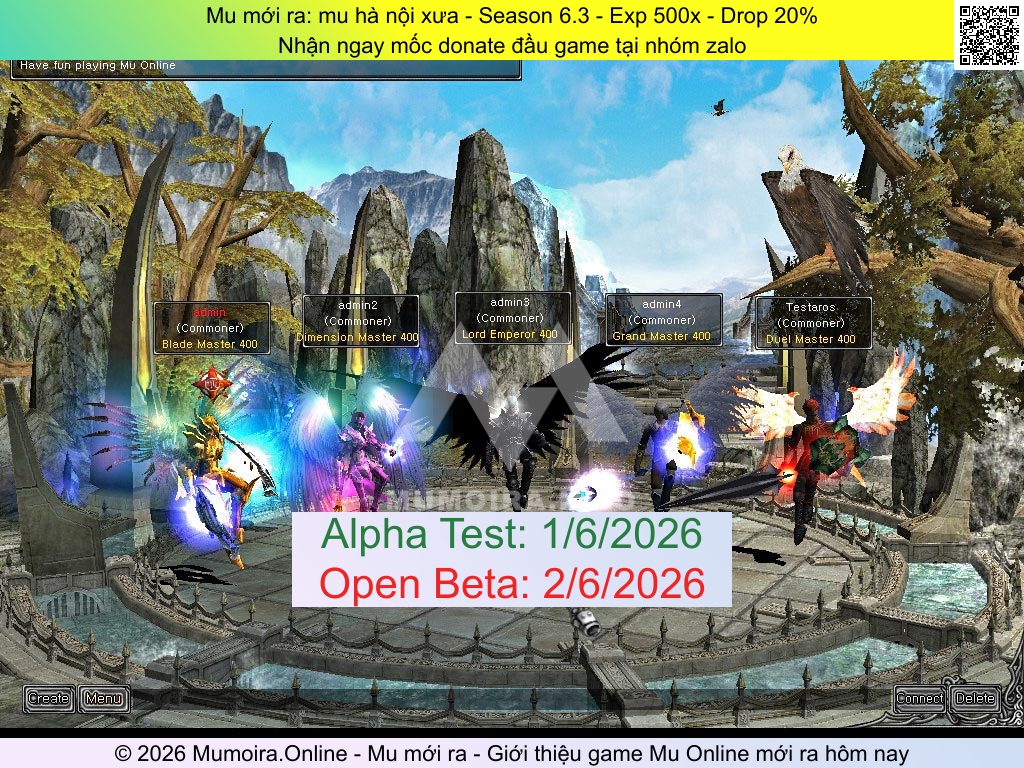 Mu mới ra, Mu Hà Nội Xưa, hanoi-xua.net, Mu Online, Mu SS6 mới ra, Mu Test tháng 6 2026, Nhận ngay mốc donate đầu game tại nhóm zalo, Season 6.3