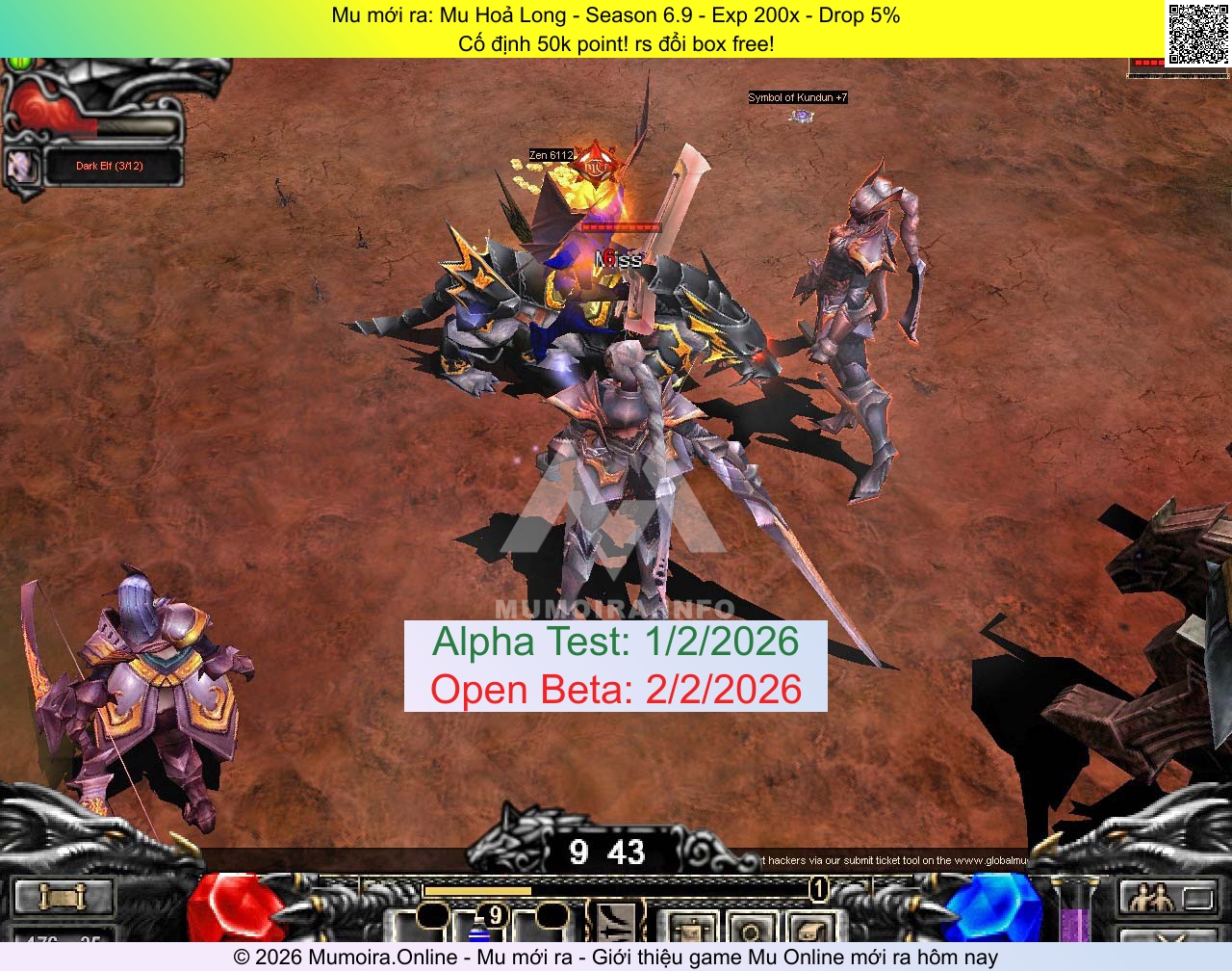 Mu mới ra, Mu Hoả Long, muhoalongss6.info, Mu Online, Mu SS6 mới ra, Mu Test tháng 2 2026, Cố định 50k point! rs đổi box free!, Season 6.9