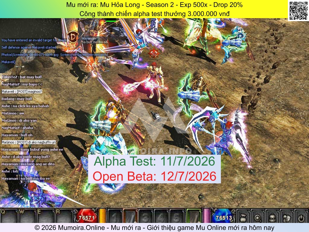 Mu mới ra, Mu Hỏa Long, zalo.me, Mu Online, Mu Season 2 mới ra, Mu Test tháng 7 2026, Công thành chiến alpha test thưởng 3.000.000 vnđ, Mu Online Season 2