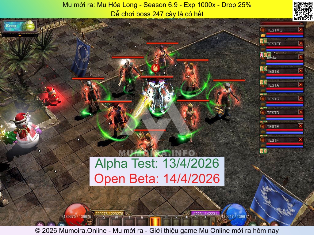 Mu mới ra, Mu Hỏa Long, muhoalong.info, Mu Online, Mu SS6 mới ra, Mu Test tháng 4 2026, Dễ chơi boss 247 cày là có hết, Season 6.9