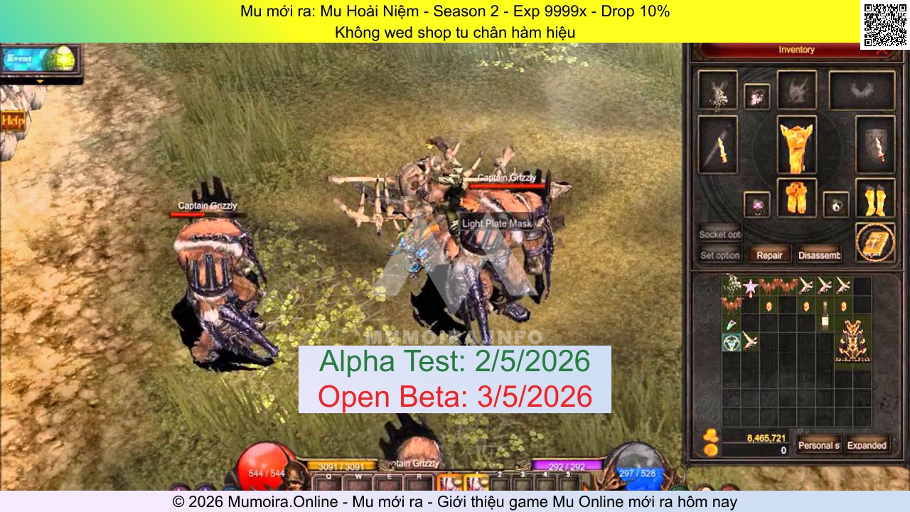 Mu mới ra, Mu Hoài Niệm, muss2hanoi2003.vn, Mu Online, Mu SS2 mới ra, Mu Test tháng 5 2026, Không wed shop tu chân hàm hiệu, Season 2