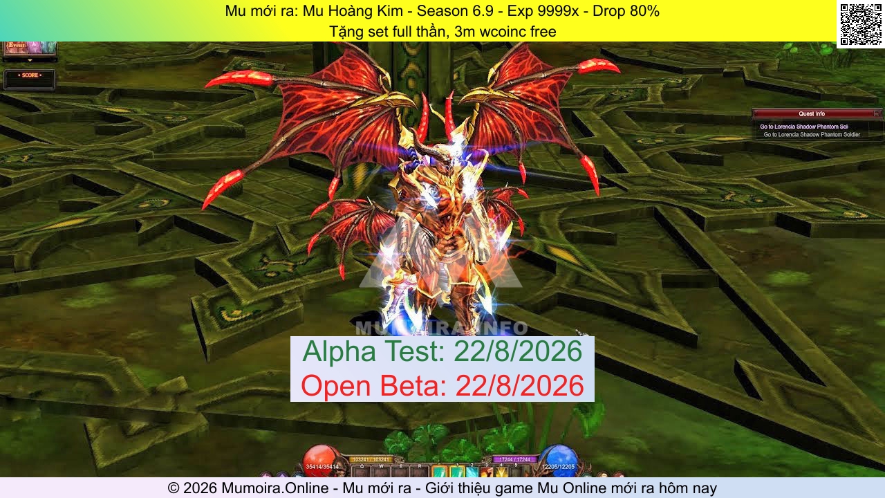 Mu mới ra, Mu Hoàng Kim, id.muhoangkim.info, Mu Online, Mu SS6 mới ra, Mu Test tháng 8 2026, Tặng set full thần, 3m wcoinc free, Season 6.9