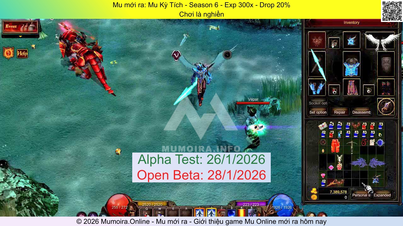 Mu mới ra, Mu Kỳ Tích, id.mukytich.com, Mu Online, Mu SS6 mới ra, Mu Test tháng 1 2026, Chơi là nghiền, Season 6